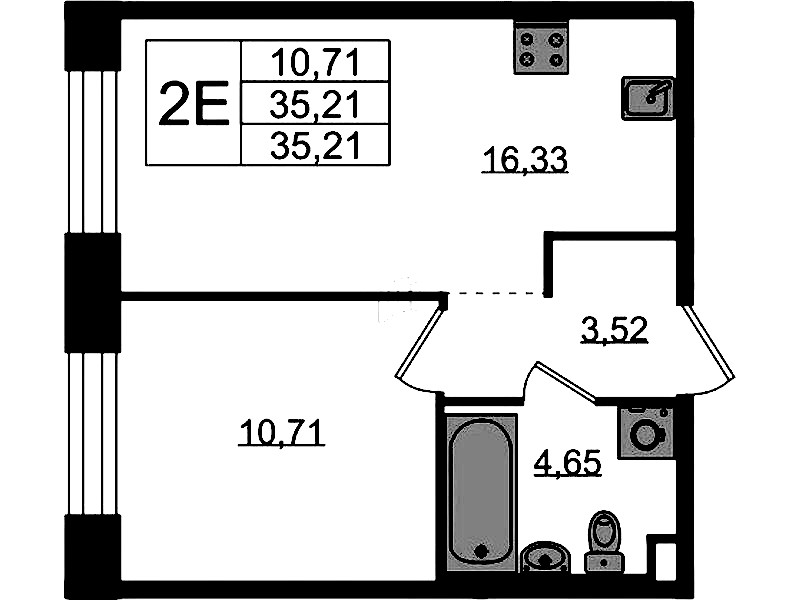 1-комнатная квартира 35.21 м², 1/5 эт., ЖК «Plus Пулковский»